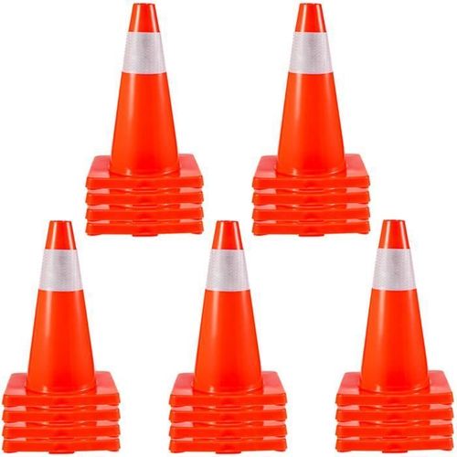 Cône Signalisation - VEVOR - 28 x 28 cm,20PCs,45,7 cm de Haut,21 kg,Avec 1 contre - aura, base en PVC rouge