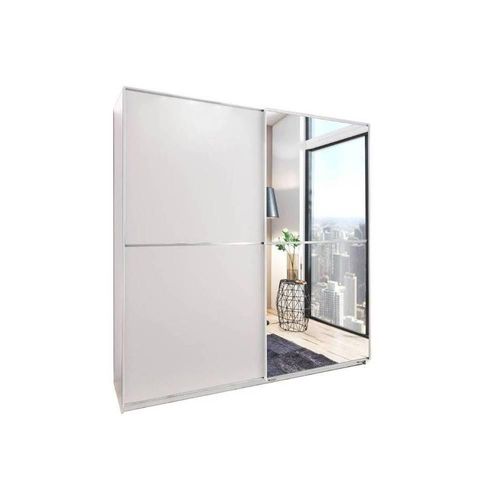 Dressing Coulissant Hendrix 1 Porte Blanc Mat / 1 Porte Miroir L : 179 Cm