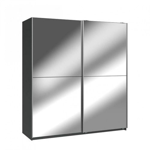 Armoire Clapton 179 Cm Portes Coulissantes Gris Graphite / Miroir
