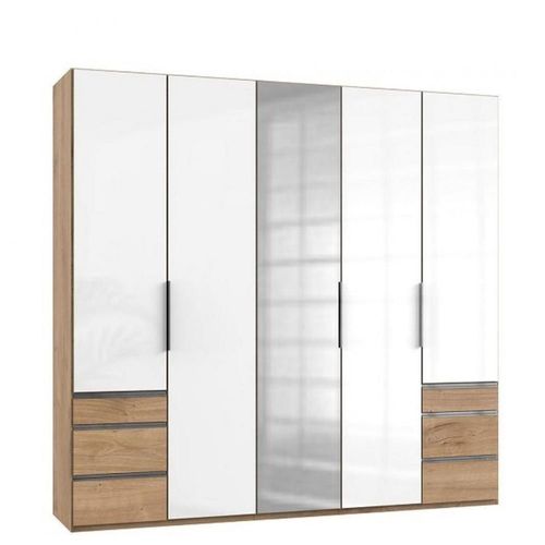 Armoire Rangement Lisea 5 Portes 6 Tiroirs Verre Blanc 250 X 236 Cm Ht