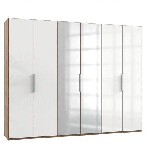 Armoire Penderie Lisea 4 Portes Verre Blanc 2 Portes Miroir 300 X 236 Cm Ht