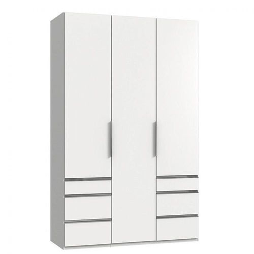 Armoire De Rangement Lisbeth 3 Portes 6 Tiroirs Blanc 150 X 236 Cm Hauteur