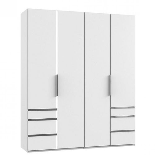 Armoire De Rangement Lisbeth 4 Portes 6 Tiroirs Blanc 200 X 236 Cm Hauteur