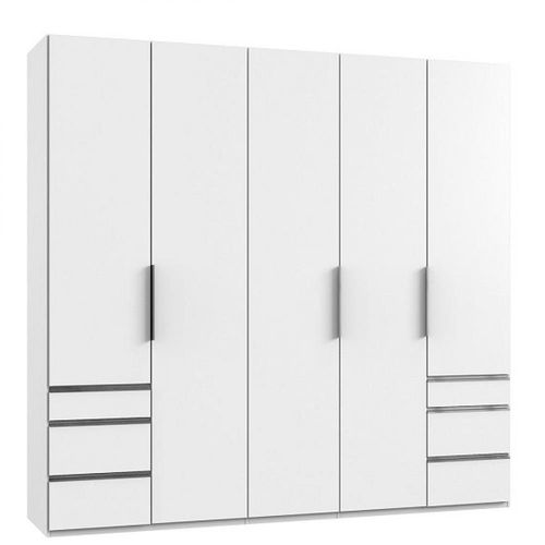 Armoire De Rangement Lisbeth 5 Portes 6 Tiroirs Blanc 250 X 236 Cm Hauteur