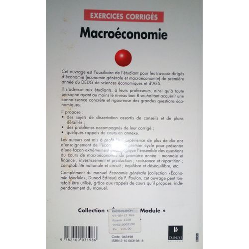 Macroeconomie - Td : Problèmes, Dissertations Et Rappels De Cours
