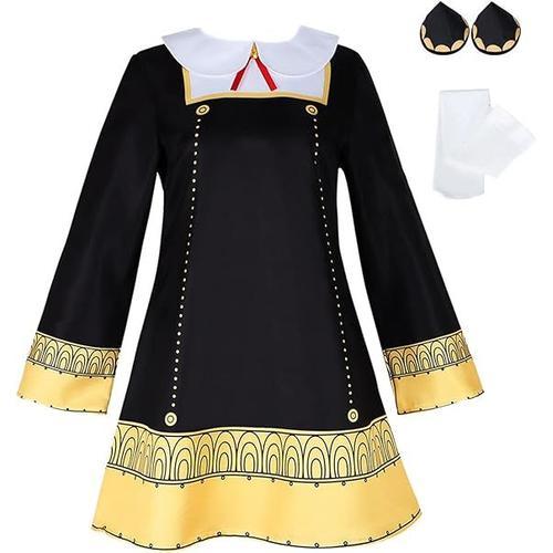 3 Pcs Spy Manga Cosplay Costumes De Carnaval Déguisement Dessin Animé Robe Pour Fille Halloween Noël Costume De Fête Cos Anya Forger(6-7 Ans)