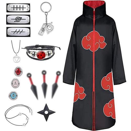 Déguisement Akatsuki Hidan Itachi Costume Halloween Adulte Enfant Cape, Akatsuki Cosplay Anneau Bandeau Bague Collier Accessoires Carnaval Tenue Manga Pour Homme Femme Fille Garçon - Xxl