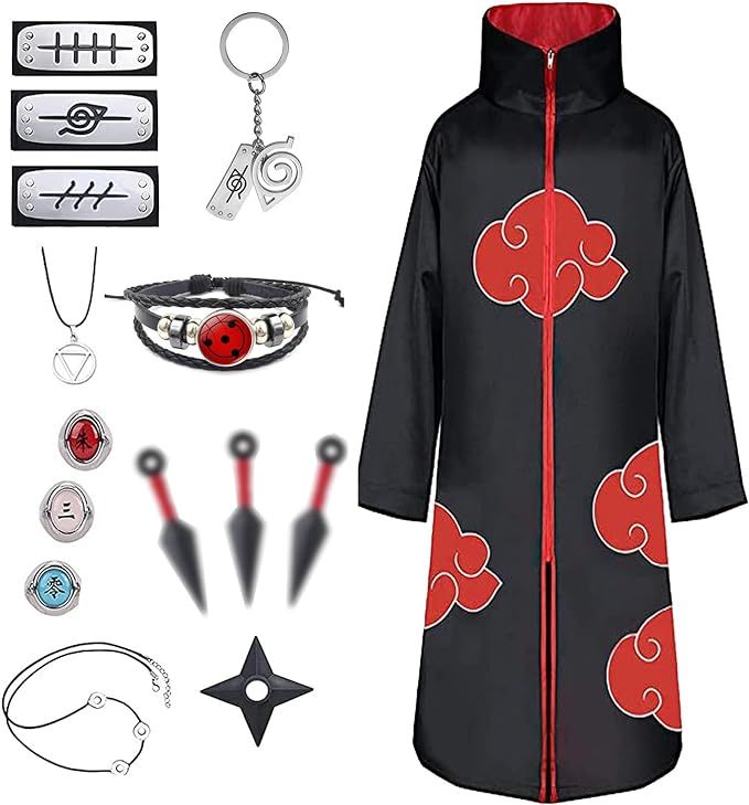 Celvibe Déguisement Anime Cosplay Enfant Et Adulte Fête Halloween Carnaval Ensemble Costume Cape Japonais Kimono Accessoires Ceinture Boucle D'oreille Pour Fille Garcon Homme Femme (Green, 2XL