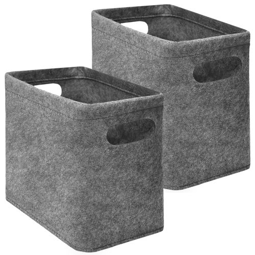 2x Boîte De Feutre De Stockage De Papier Toilette Pour 8 Rouleaux Gris