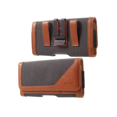 Étui Horizontal Housse Clip Métal Ceinture Pince Design En Textile Et Cuir Pour Oneplus 5t - Marron