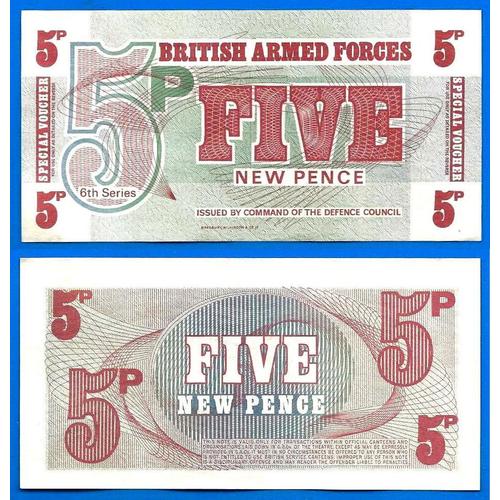 Royaume Uni 5 Nouveaux Pences 1972 Billet Neuf British Armed Forces New Pence