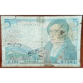 Billet 5 Francs Berger 5 - 4 - 1945 France E.121 (Cf Photos)
