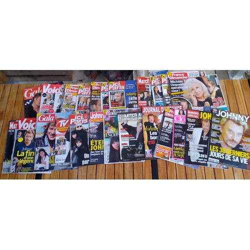 Lot 24 Revues Sur Johnny Hallyday Sa Maladie, Sa Mort Paris Match Limited Access , 2 Paris Match, 2 Voici,, 7 Ici Paris, 1 Johnny Actualité, Hors Série Johnny, Collector Johnny ( Pigasse Éditions)
