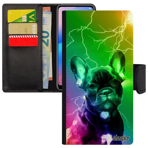 Coque Iphone 12 / 12 Pro Simili Cuir À Rabat Portefeuille Porte Cartes Chien Multicolore Dessin Etui Vert Animaux Mobile Chiot