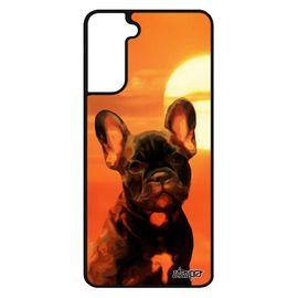 Coque Chien Pour Samsung Galaxy S21 En Silicone Animal Orange Sm-G991b Couché De Soleil Case Bulldog Francais Design Ciel Etui Chiot