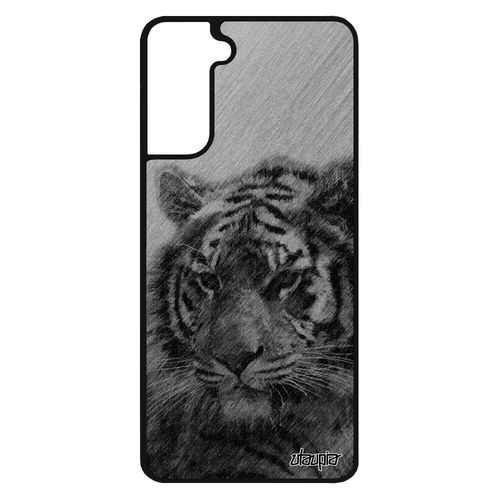 Coque Telephone Pour Samsung Galaxy S21 Silicone Tigre Animal Fauve De Tasmanie Dessin Personnalisé Effet Motif Felin Portable Gris