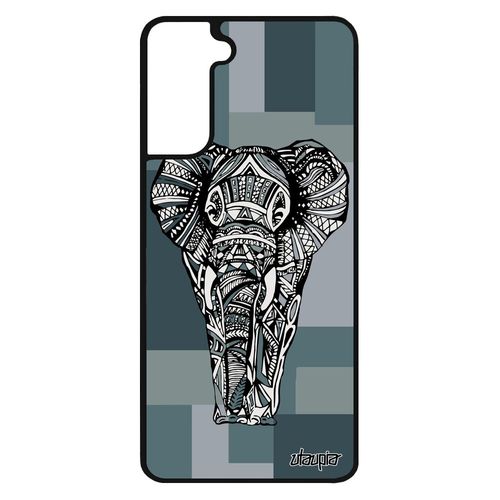 Coque Elephant Samsung Galaxy S21 En Silicone Geometrique 4g Animal Etui Motif Cadeau Fete Des Peres Metal Gris Dessin Ganesh Souple