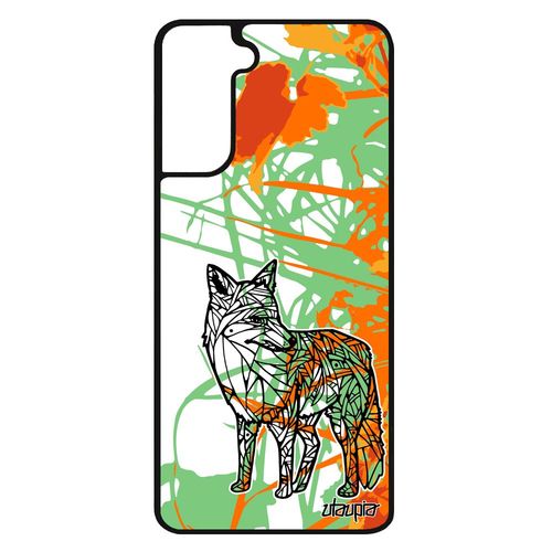 Coque Pour Galaxy S21+ Plus En Silicone Renard Dessin Fleur Feuilles Caoutchouc Fille Telephone De Luxe Malin Animaux Tribal Samsung
