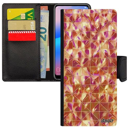 Coque Galaxy Note 20 Portefeuille Design Carreau Orange Etui Texture Losange Telephone Original Marbre Personnalisé Leather Samsung
