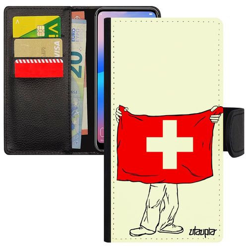 Coque Pour Iphone 12 / 12 Pro Portefeuille Drapeau Suisse Etui Aimantée Personnalisé Basket Football Coupe D'europe Case 64 Go
