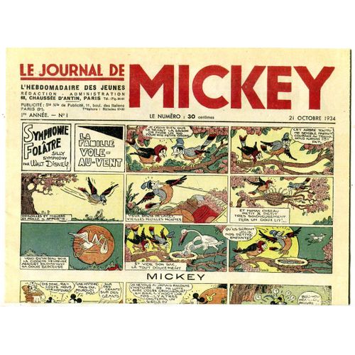 Le Journal De Mickey N° 1 Du 21 Octobre 1934 Fac-Similé