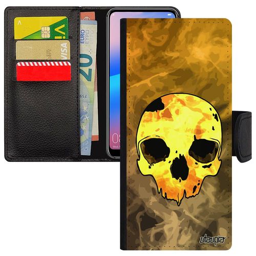 Coque Pour Samsung Galaxy Note 20 Ultra Rabat Tete De Mort Portable Street Art Personnalisé Squelette Rock Pirate Crane Orange Etui