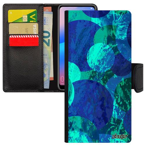 Coque Pour Samsung Galaxy A21s Simili Cuir À Rabat Peinture Abstrait Geometrique Original Coloré Courbe Ronds Cover Sm-A217f/Ds Etui