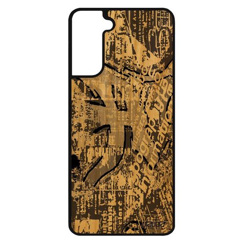 Coque Silicone Street Art Pour Samsung Galaxy S21 Bois Ecriture Telephone Tagué Mobile Pas Cher Portable Fond Effet Peinture Gris De