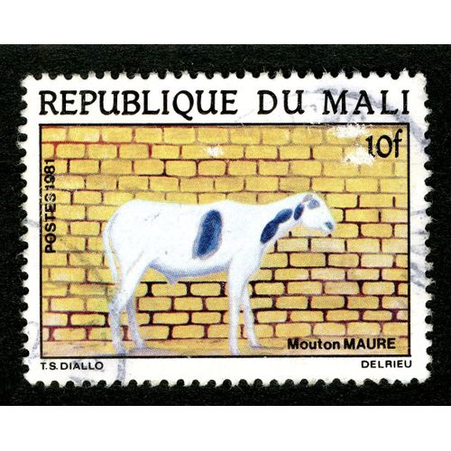 Timbre Oblitéré République Du Mali, Mouton Maure, Postes 1981, 10 F