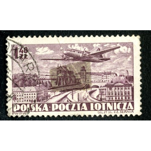 Timbre Oblitéré Polska, Poczta Lotnicza, 1.40 Zl