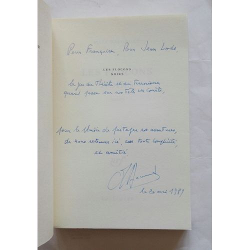 Marc Baconnet Les Flocons Noirs Avec Un Envoi Autographe Signé 1989 Nrf Gallimard