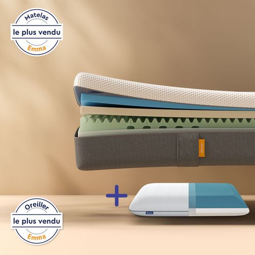 Emma | Pack Matelas Original 80x190 Cm + 1 Oreiller | Technologie Mémoire De Forme |  Corps Détendu