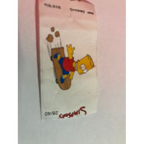 Sticker Autocollant Ascom - Les Simpson - The Simpsons - N°28/40 : Bart Simpson - Matt Groening - 1998 - Bubble Gum - 6x3,5 Cm