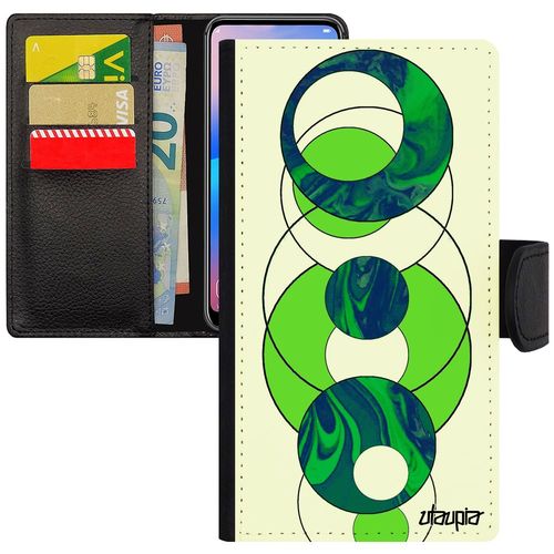 Coque Iphone 12 Mini Cuir Rabat Porte Cartes Marbre Effet Granite Vert Geometrie Fond Personnalisé Design Housse Etui Jolie De
