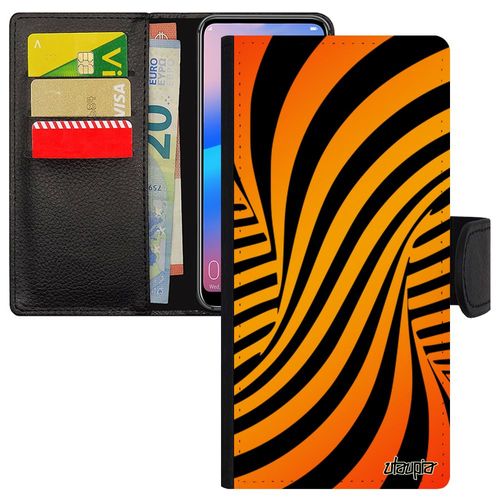Coque Pour Xiaomi Mi Note 10 Lite Portefeuille Illusion D'optique Leather Orange Graphique Telephone Tourbillon Etui 3d Magie Cover