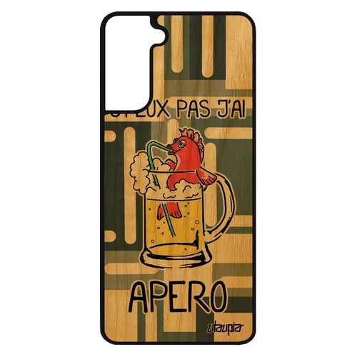 Coque Silicone Pour Samsung Galaxy S21 Bois Humour J'peux Pas J'ai Apero Humoristique Antichoc Comique Unique 4g Texte Poisson Gris