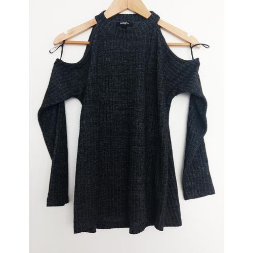 Pull Fin Gris Anthracite Epaules Decouvertes. Jennyfer. Taille S