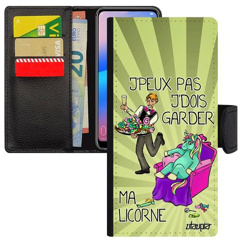 Coque Pour Iphone 12 Pro Max Portefeuille Je Peux Pas J'dois Garder Ma Licorne Vert Humoristique Drole Poney De Protection Bd