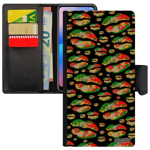 Coque Bouche Samsung Galaxy A41 Rabat Pas Cher Personnalisé Etui Telephone Bisou Cigarette Portable Femme Love Vert À Clapet