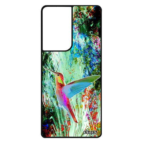 Coque S21 Ultra En Silicone Colibri De Protection Floral Nature Design Animaux Oiseau Ecologie Vert Made In France Samsung Galaxy