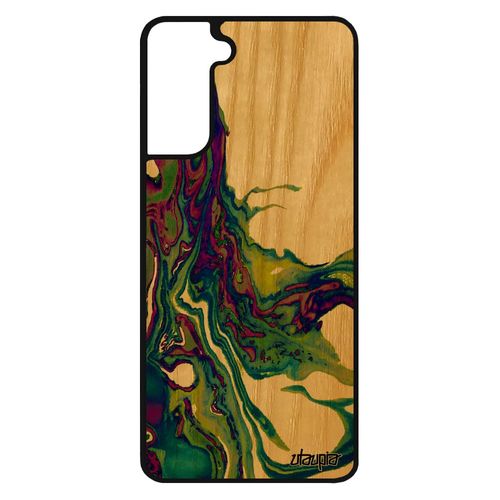 Coque Silicone Pour Samsung Galaxy S21 Bois Peinture Decoratif Artisanal Housse Art Motif Marbre Personnalisé Texture Nature Jaune