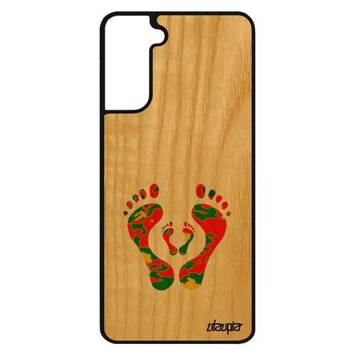 Coque Silicone Pour Samsung Galaxy S21 Bois Trace De Pas Motif Jaune Empreinte Fille Jamaique Artisanat Case Naissance Pied Naturel