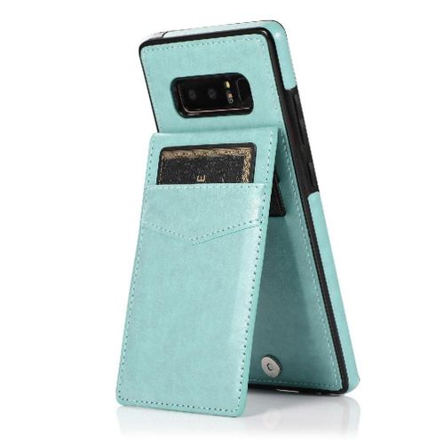 Compatible Avec Samsung Galaxy Note8 Étui Portefeuille Titulaire De La Carte Avec Crédit Bicelle À Fermoir Magnétique Cuir Premium - Vert