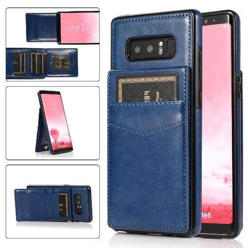 Compatible Avec Samsung Galaxy Note8 Étui Portefeuille Titulaire De La Carte Avec Crédit Bicelle À Fermoir Magnétique Cuir Premium - Bleu