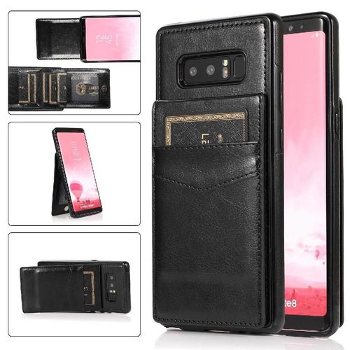 Compatible Avec Samsung Galaxy Note8 Étui Portefeuille Titulaire De La Carte Avec Crédit Bicelle À Fermoir Magnétique Cuir Premium - Noir