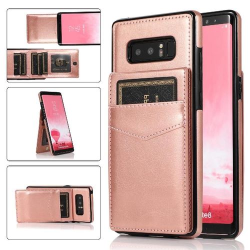 Compatible Avec Samsung Galaxy Note8 Étui Portefeuille Titulaire De La Carte Avec Crédit Bicelle À Fermoir Magnétique Cuir Premium - Couleur Rose