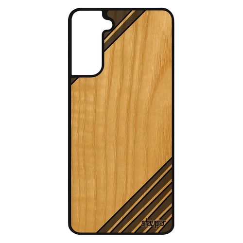 Coque Moderne Antichoc Pour Samsung Galaxy S21 Bois Silicone Artisanal Texture Geometrique Motif Personnalisé Etui Gris Cover Coloré