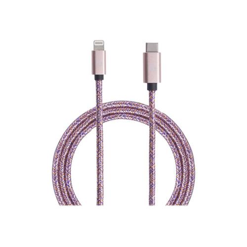 Bigben Connected - Câble Lightning - 24 pin USB-C mâle pour Lightning mâle - 2 m - rose