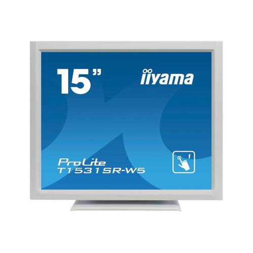 iiyama ProLite T1531SR-W5 - Écran LED - 15" - écran tactile - 1024 x 768 - TN - 370 cd/m² - 700:1 - 8 ms - HDMI, VGA, DisplayPort - haut-parleurs - blanc