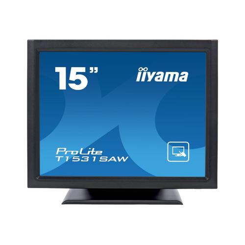 iiyama ProLite T1531SAW-B5 - Écran LED - 15" - écran tactile - 1024 x 768 @ 75 Hz - TN - 370 cd/m² - 700:1 - 8 ms - HDMI, VGA, DisplayPort - haut-parleurs - noir mat